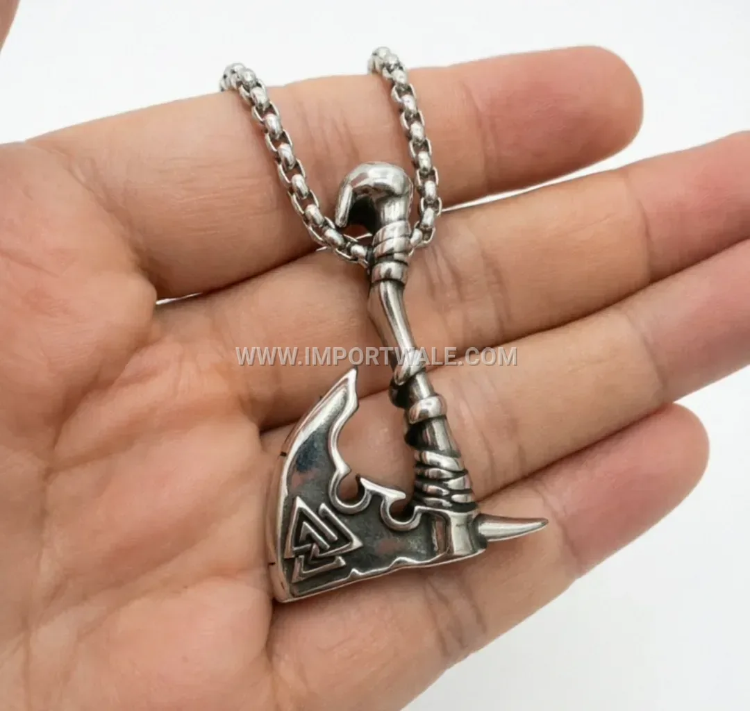 Nordic Viking Rune Axe Titanium Steel Pendant