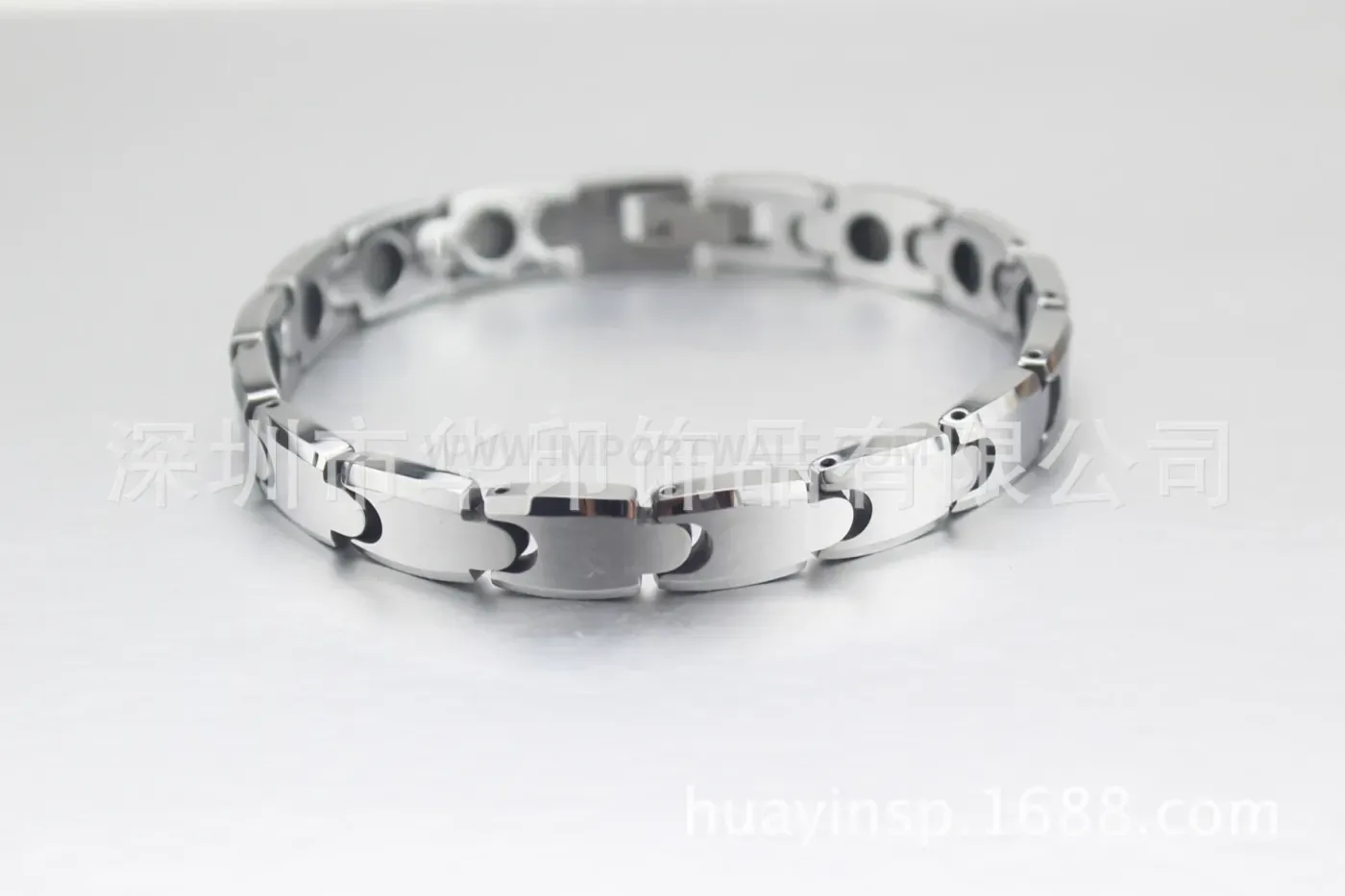 Geometric Metallic Bio Magnetic Link Bracelet