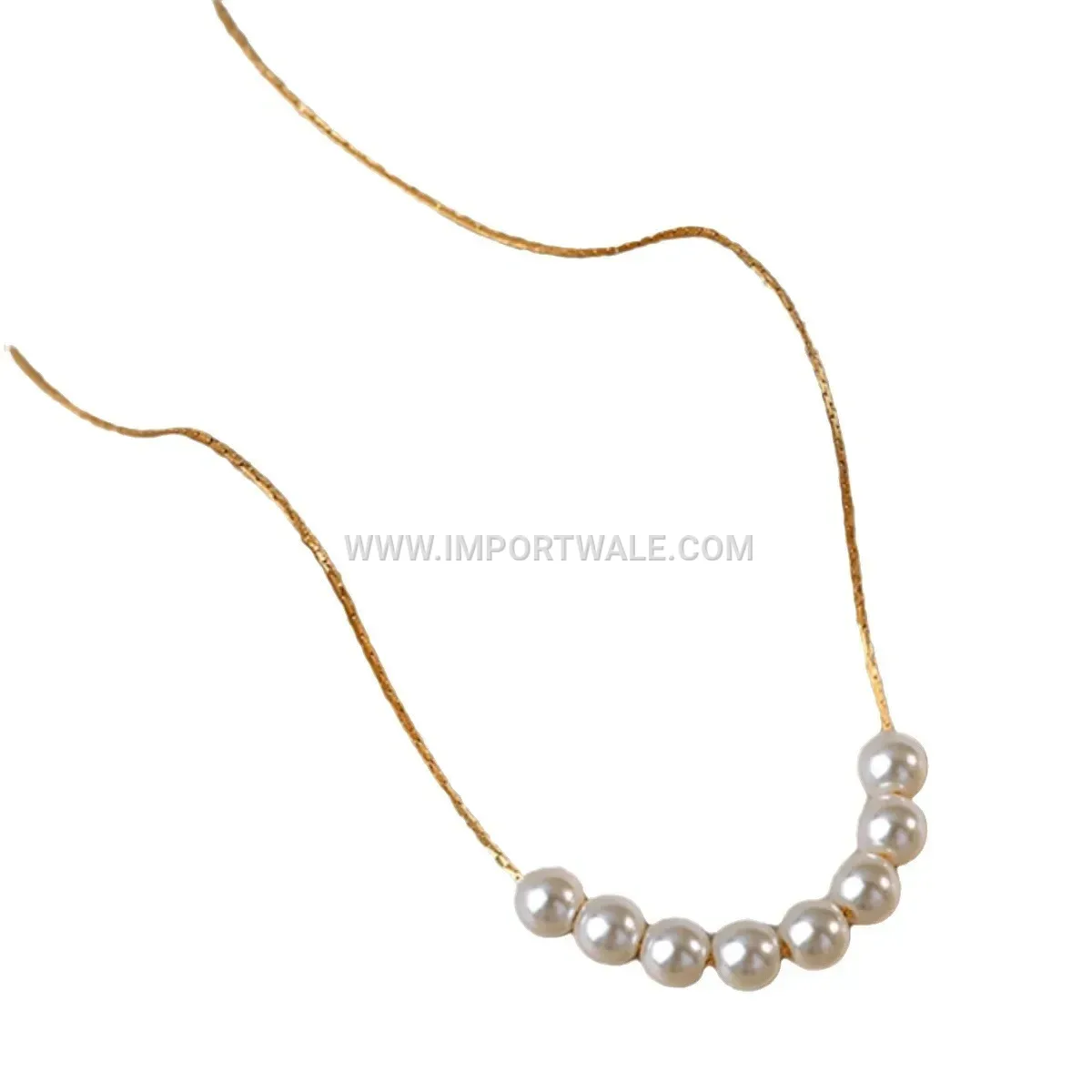 Elegant Freshwater Pearl Pendant Gold Plated Stainless Steel Link Chain Necklace