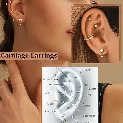 Chic Stainless Steel Floral Opal and Zircon Piercing Stud Earring Set