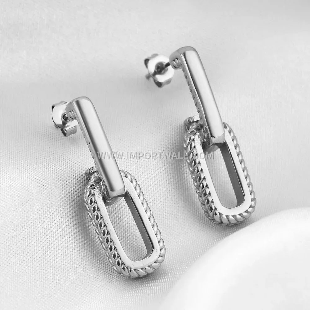 Textured Vintage Stainless Steel Geometric Earrings