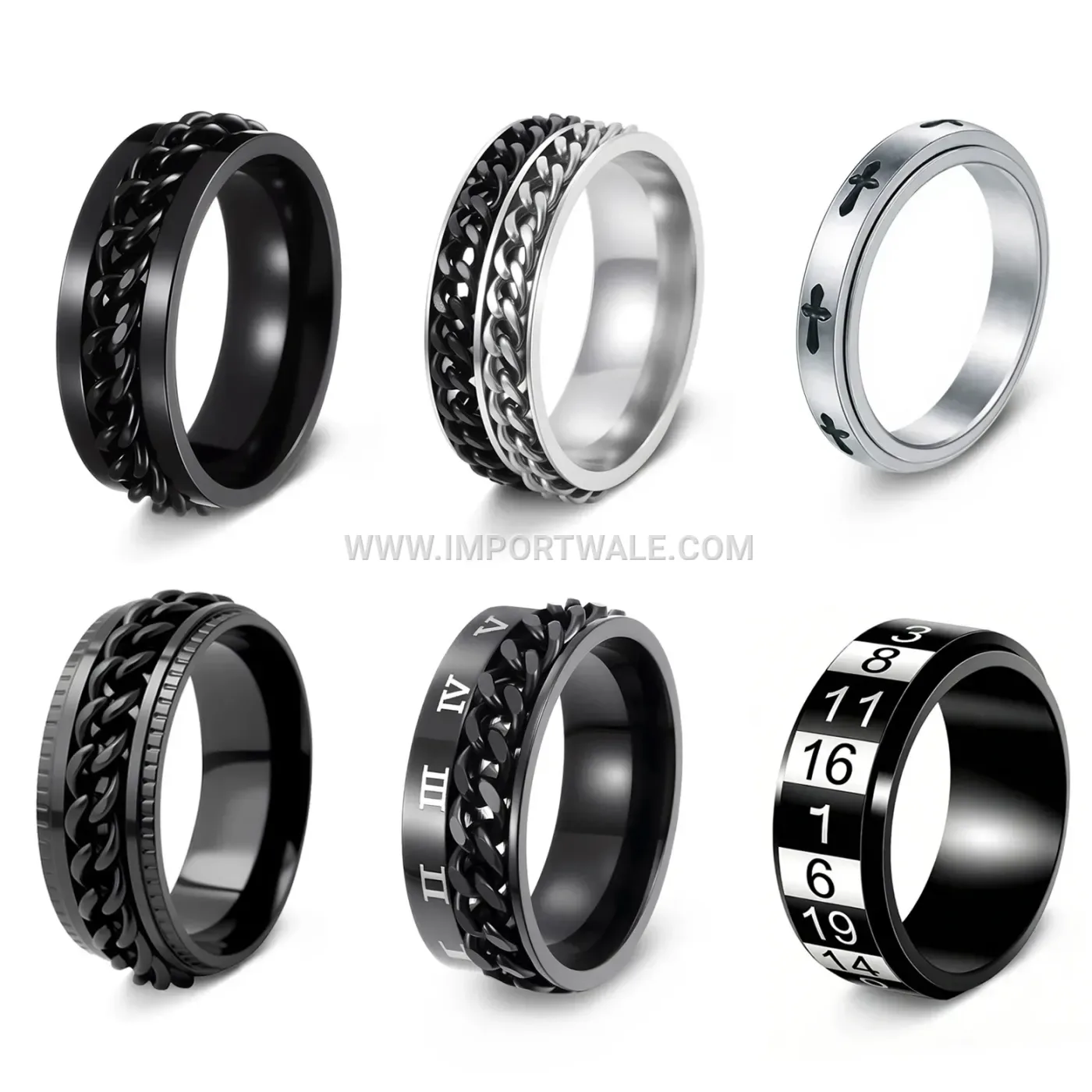 Stainless Steel Gold Plated Spinner Ring Set