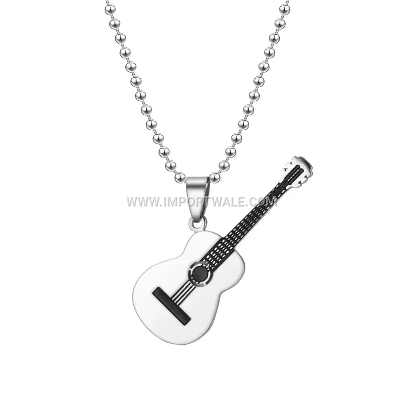 Titanium Steel Music Guitar Pendant Necklace