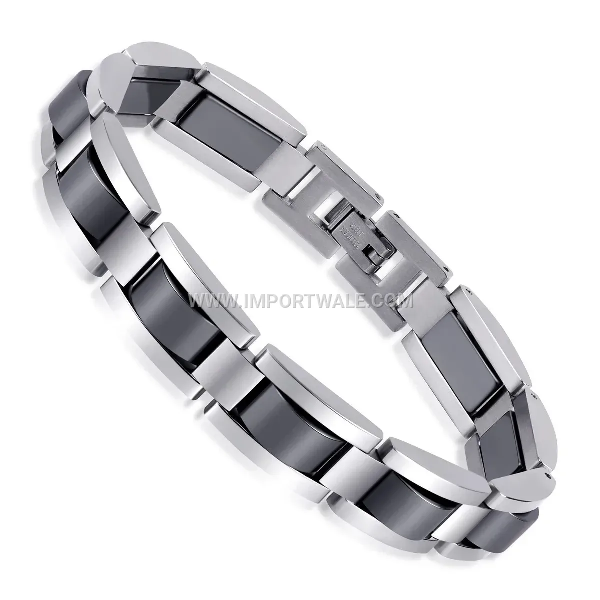 Sleek Geometric Titanium Steel Hematite Magnetic Bracelet
