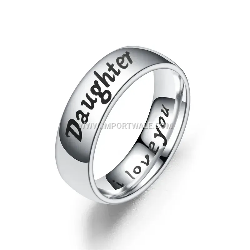 Engraved Family Stainless Steel Band Ring