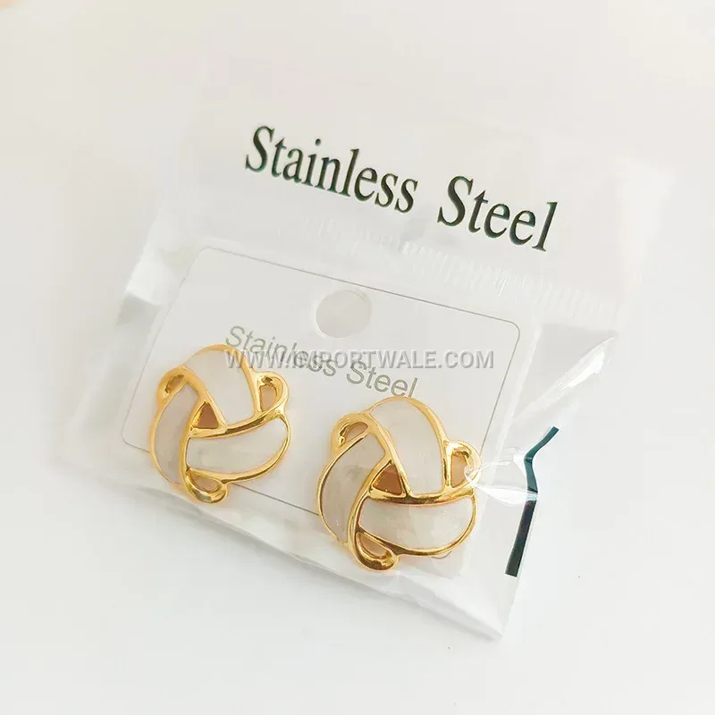Gold Plated Stainless Steel Heart Stud Earrings