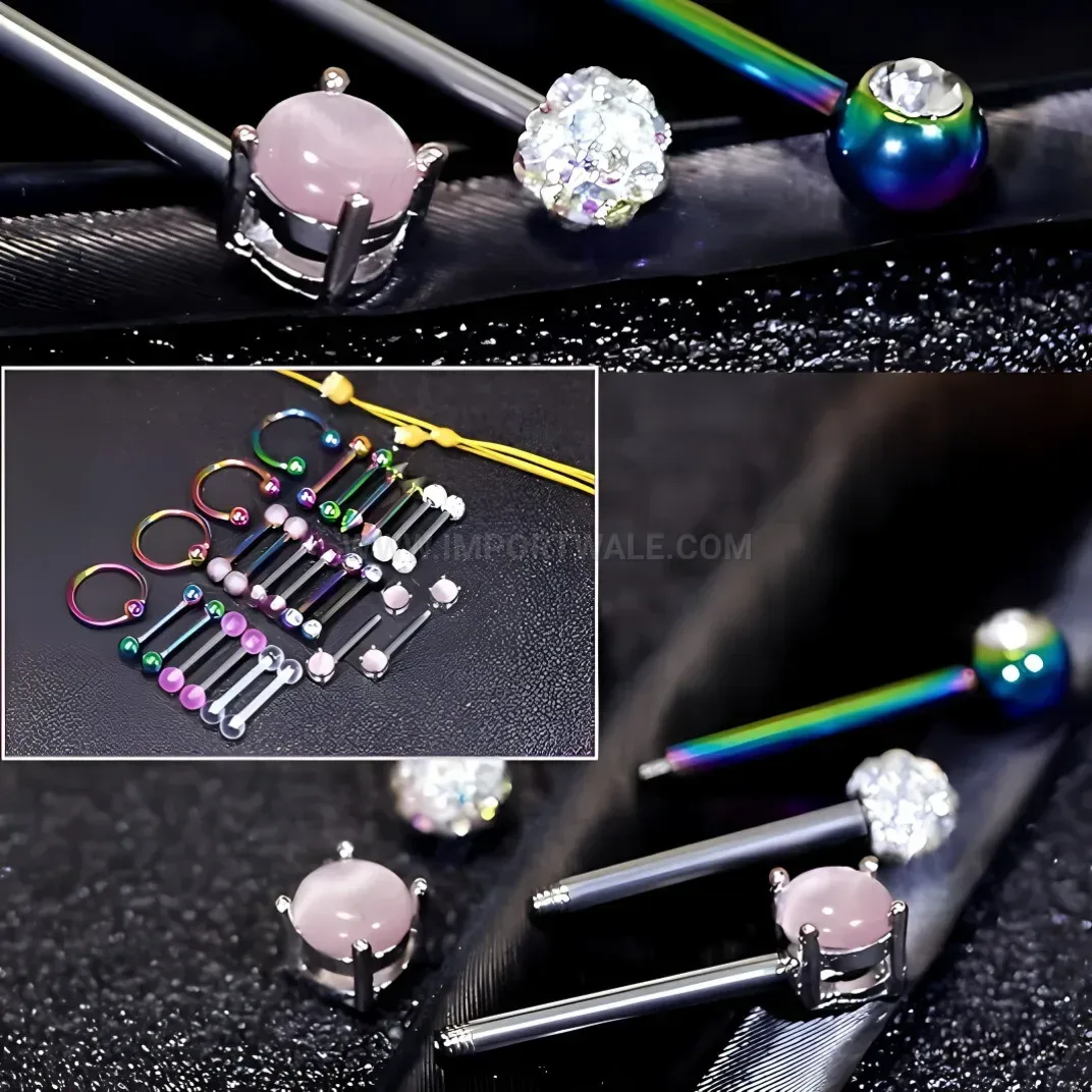 Bold Stainless Steel Straight Bar Tongue Ring Nose Piercing Stud