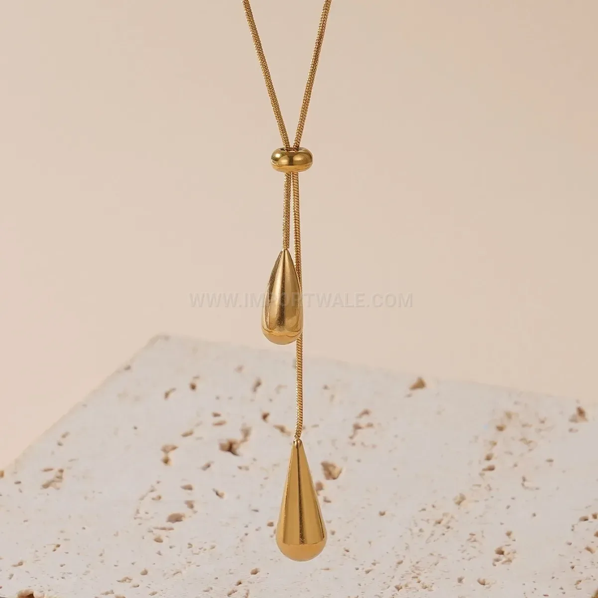 Stylish Sleek Teardrop Fringe Snake Chain Necklace And Earrings Set