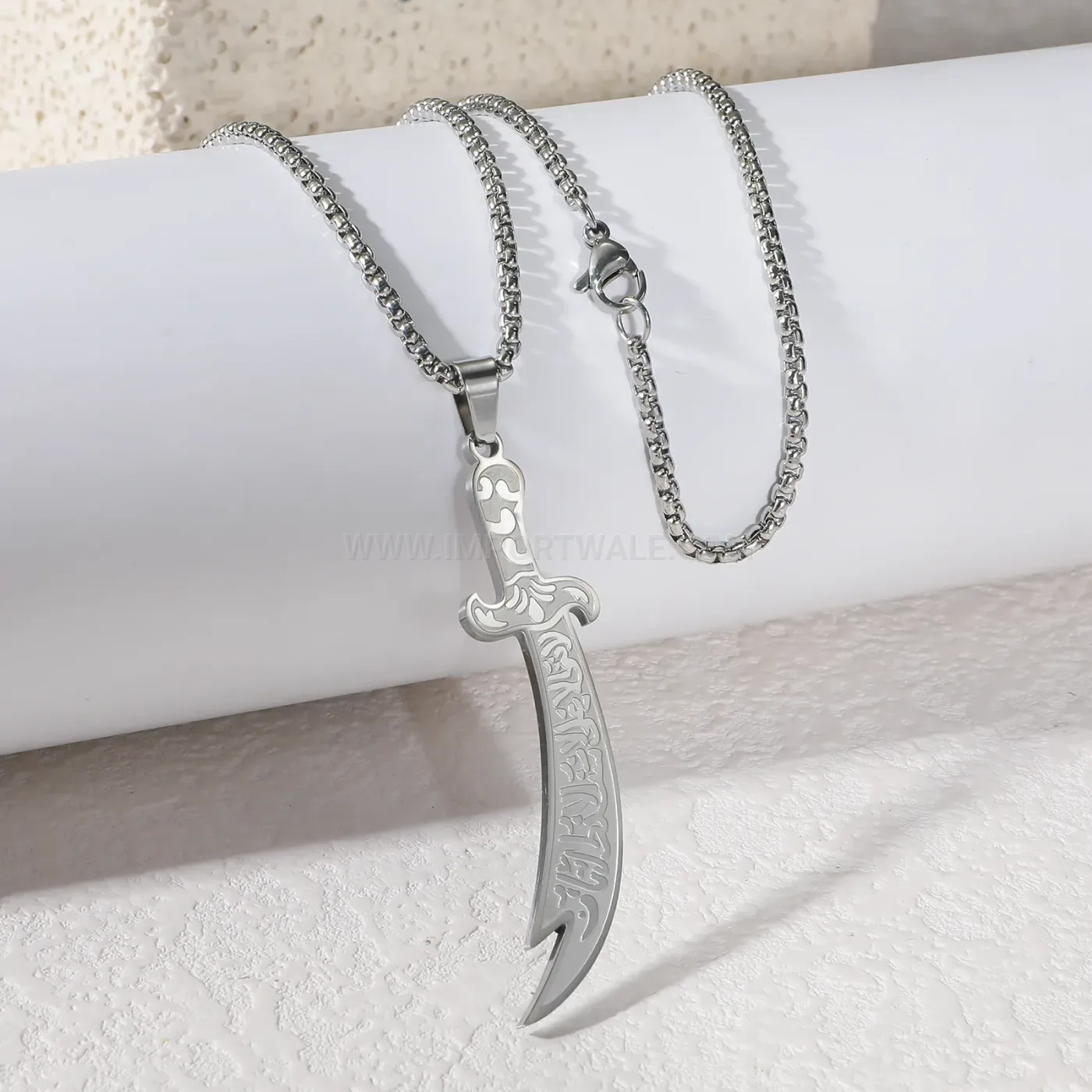 Premium Gold Plated Stainless Steel Zulfiqar Sword Pendant Necklace