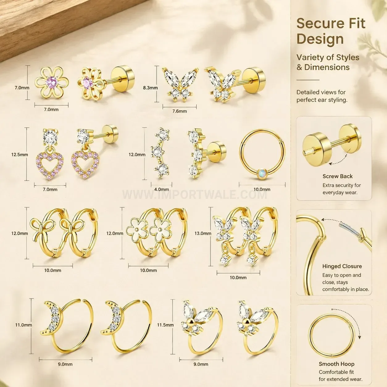 Bold Stainless Steel Multi-Style Stud and Hoop Stacking Piercing Set