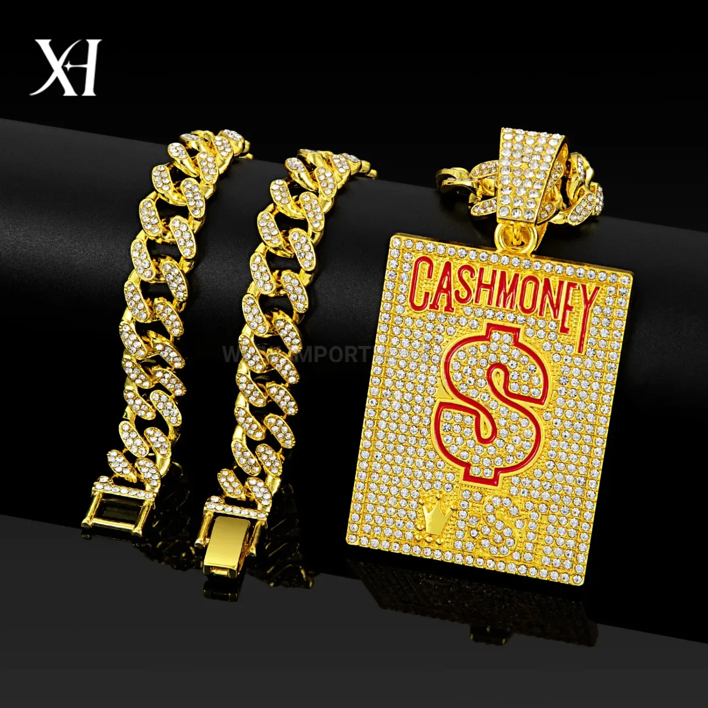 Zinc Alloy Cash Money Symbol Square Hip Hop Pendant