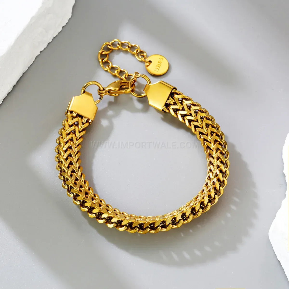 Bold Chunky Gold Plated Stainless Steel Cuban Chain Bracelet