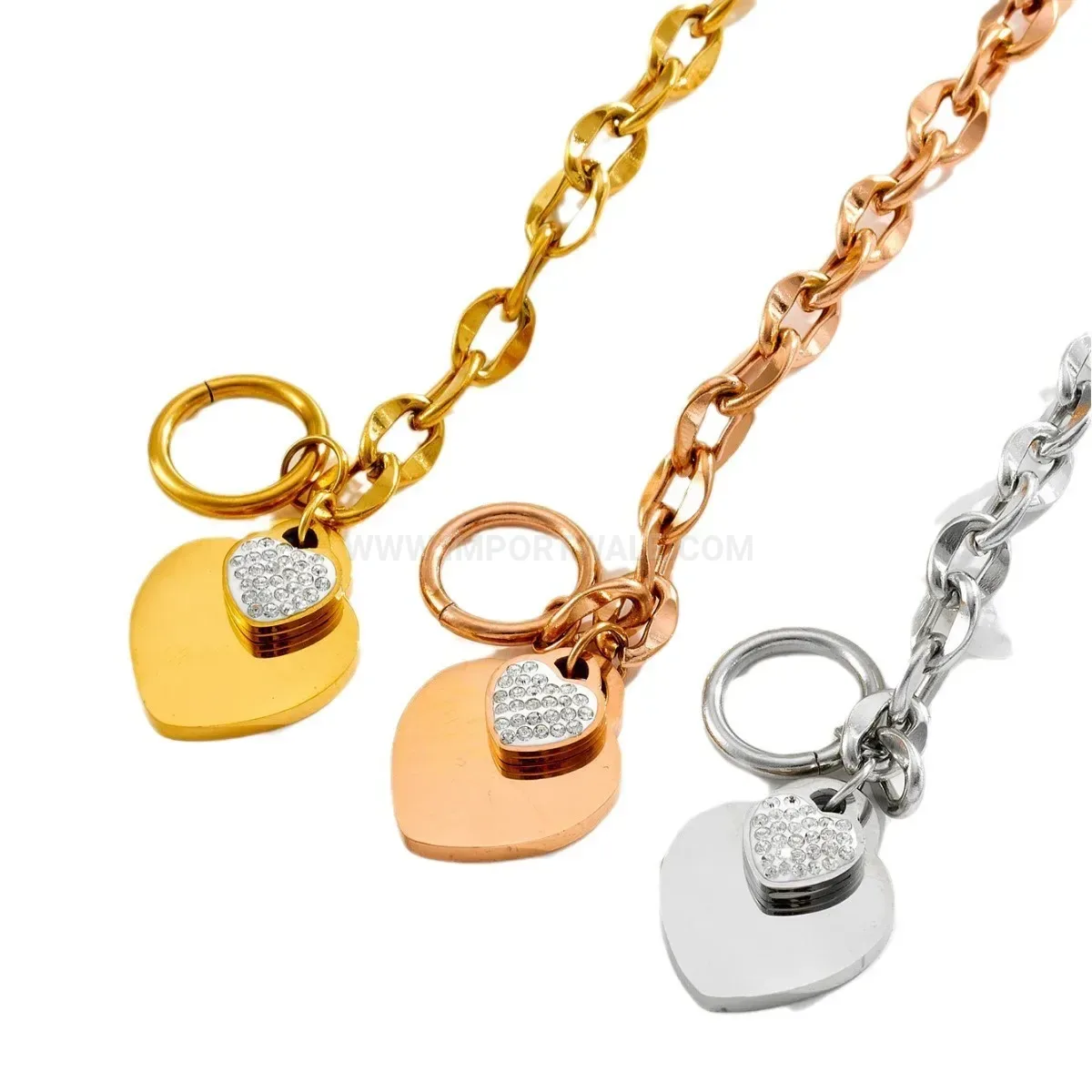 Trendy Heart Charm Titanium Steel Toggle Bracelet