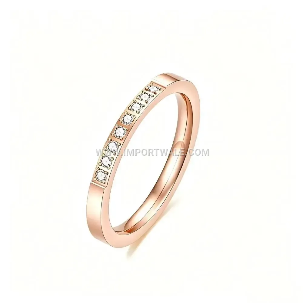 Geometrically Carved Stainless Steel Zircon Band Ring