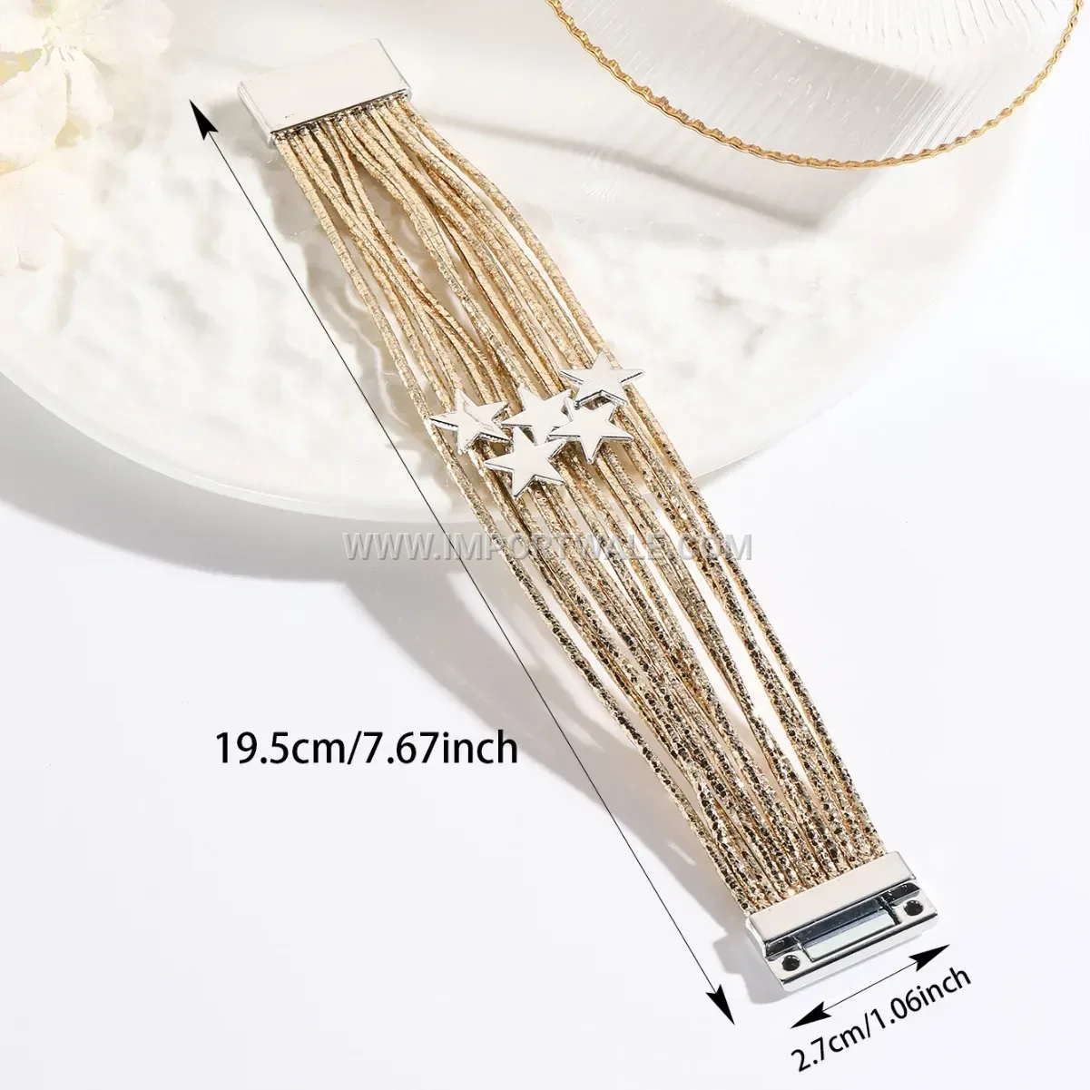 Multi-Layer Faux Leather Star Charm Wrap Bracelet