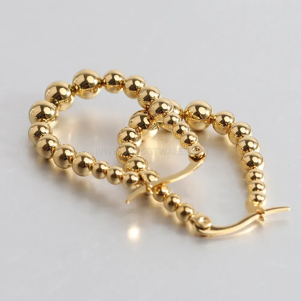 Premium U-Shaped Stainless Steel Bead Huggie Hoop Earrings