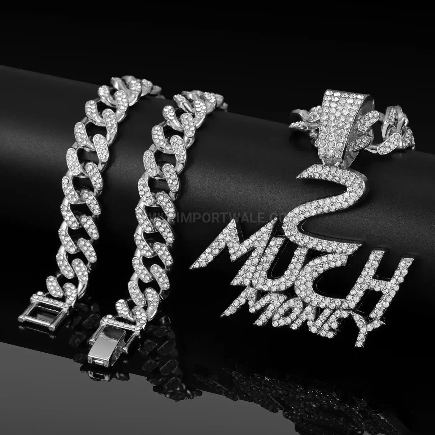 Fashion Iced Out Money Letter Pendant Cuban Necklace