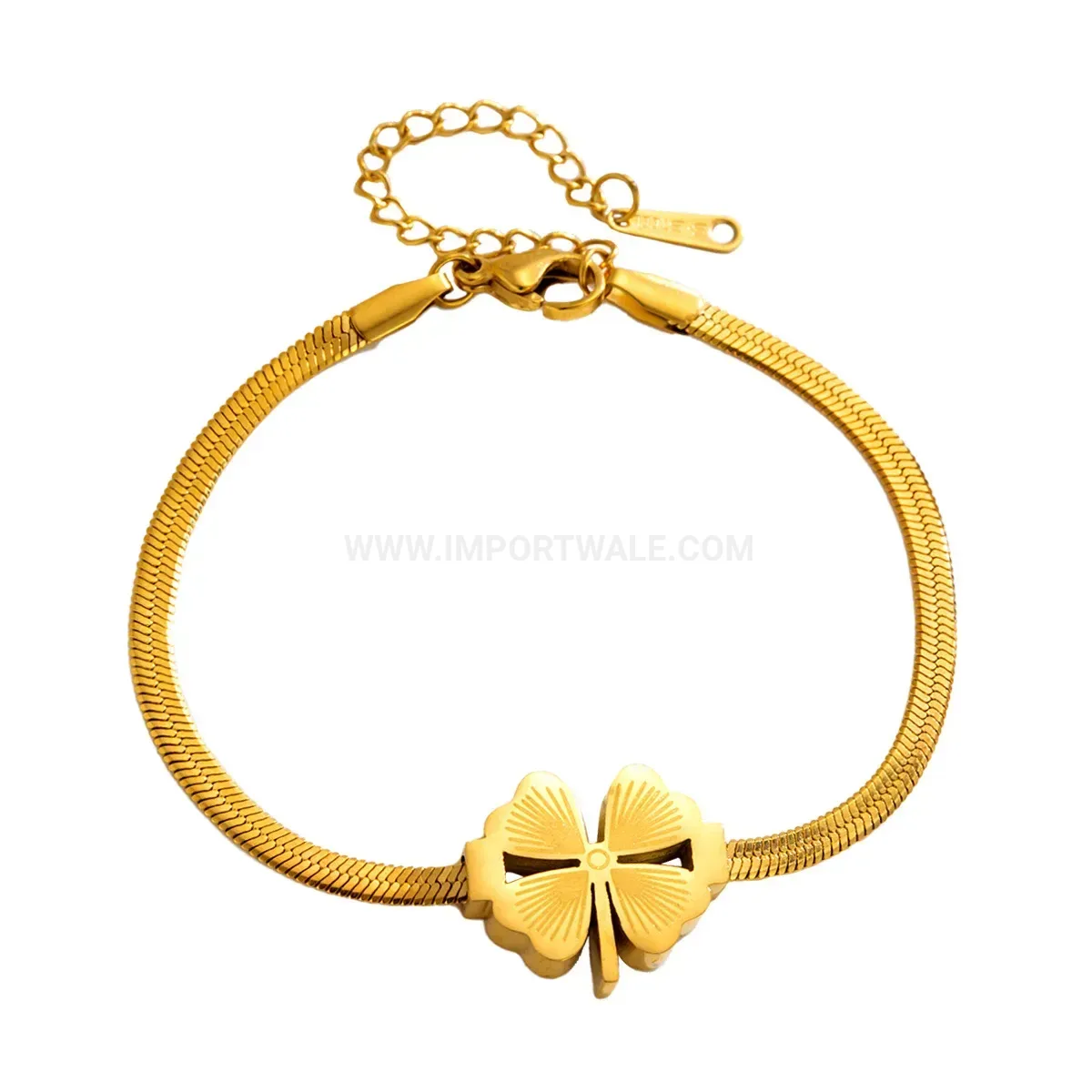 Elegant Minimalist Stainless Steel Four Leaf Clover Bracelet
