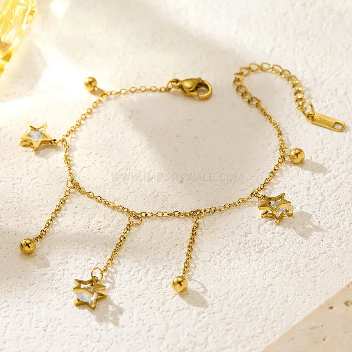 Delicate Stainless Steel Star Tassel Chain Bracelet