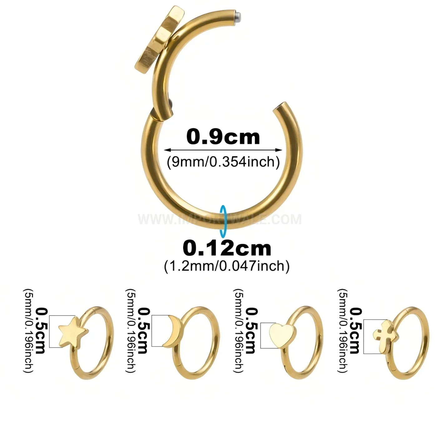 Classic Versatile C-Shaped Stainless Steel Multi-Use Piercing Ring Set