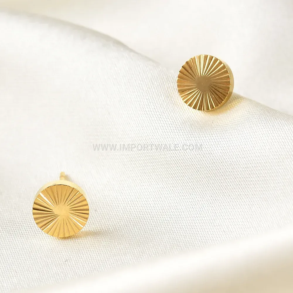 Sunburst Pattern Circular Stainless Steel Stud Earrings