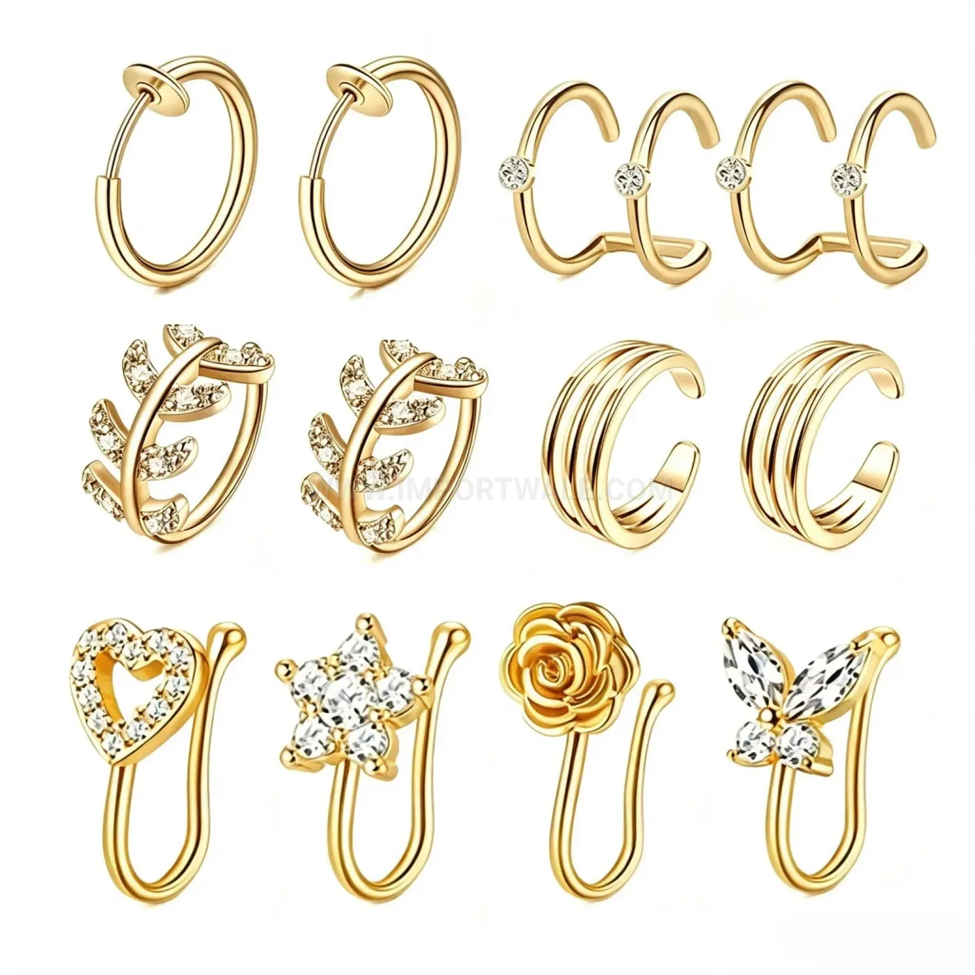 Stylish Stainless Steel U Shaped Non Piercing Clip Jewelry Set