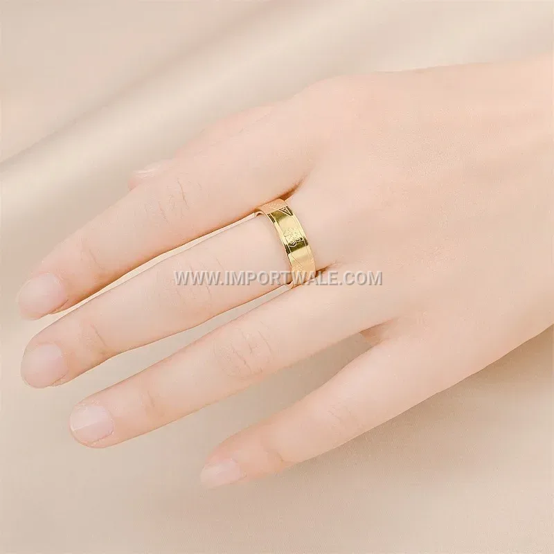 Engraved Character Stainless Steel Band Ring