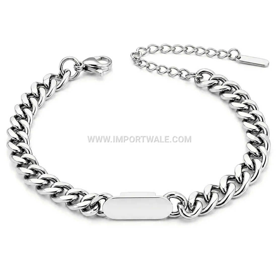 Polished 8mm Stainless Steel Cuban Link Curb Chain Bracelet