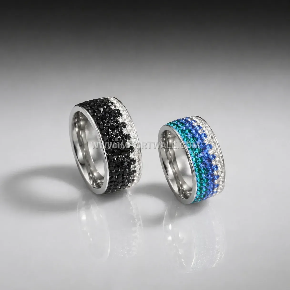 Five-Row Crystal Plated Stainless Steel Statement Ring