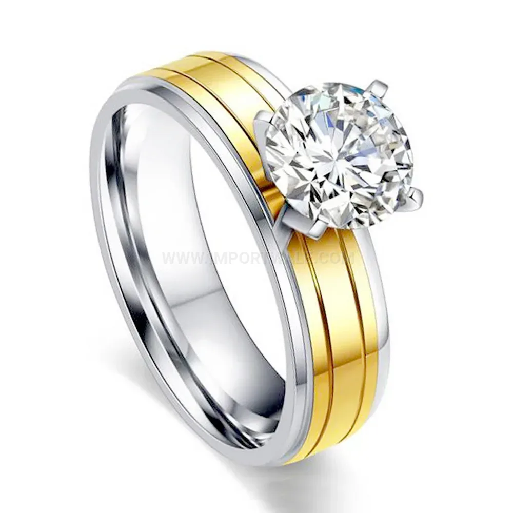 Chic Cutout Teardrop Cubic Zirconia Stainless Steel Ring
