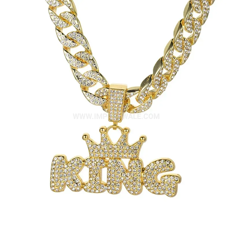 Classic Custom Iced Out Letter Pendant Alloy Hip Hop Statement Necklace