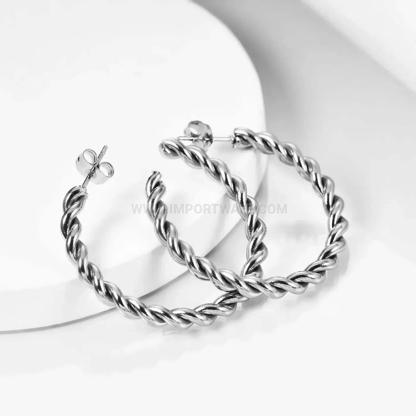 Chic Twisted Stainless Steel Hoop Earrings