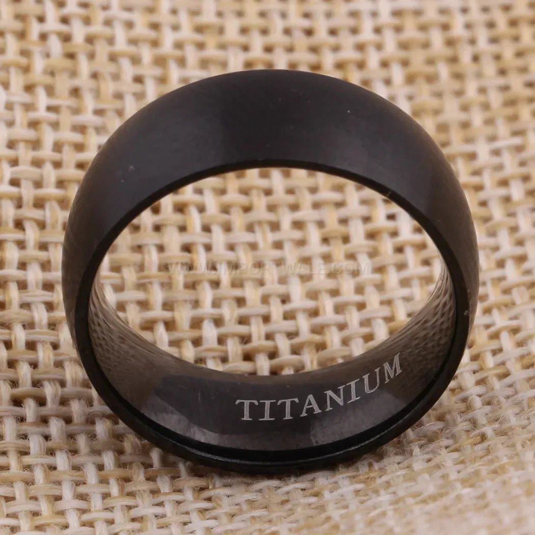Fashion Brushed Black Stainless Steel Men's Band Ring