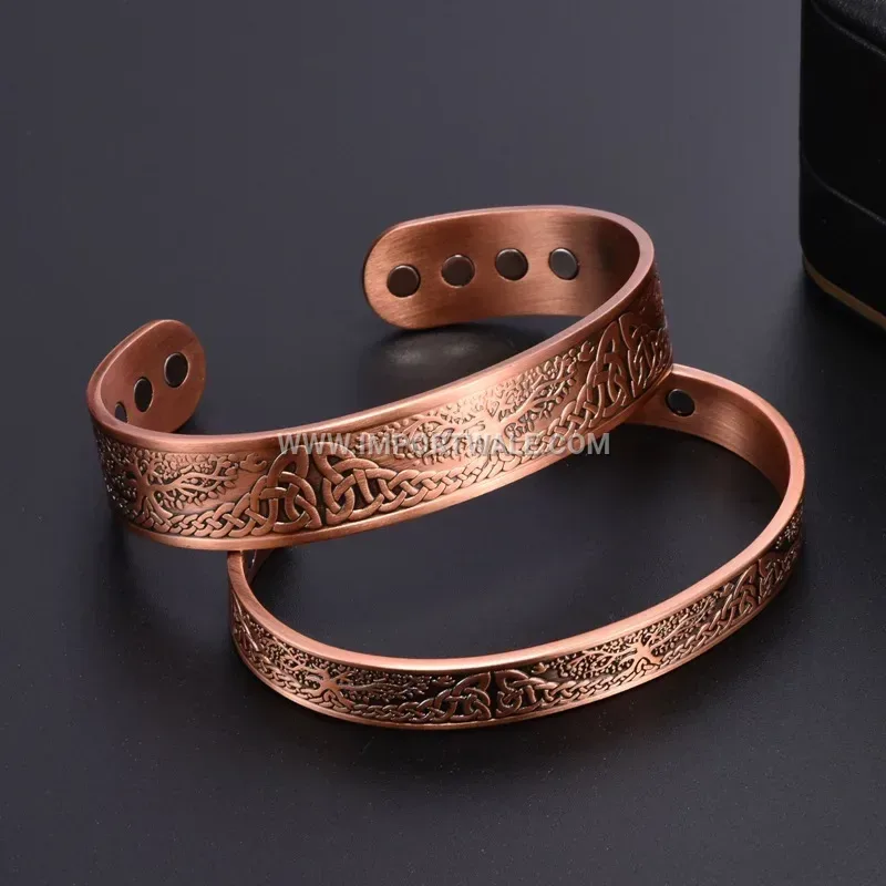 Antique Pure Red Copper Tree of Life Magnetic Bracelet