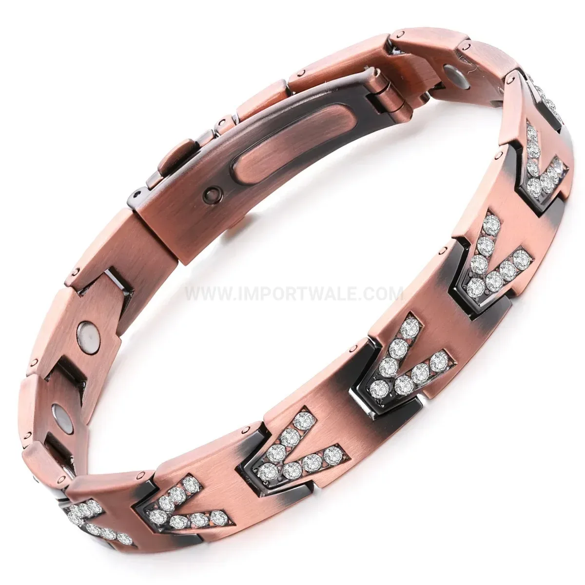 Modern Unisex Geometric V-Shape Zircon Bio Magnetic Copper Bracelet
