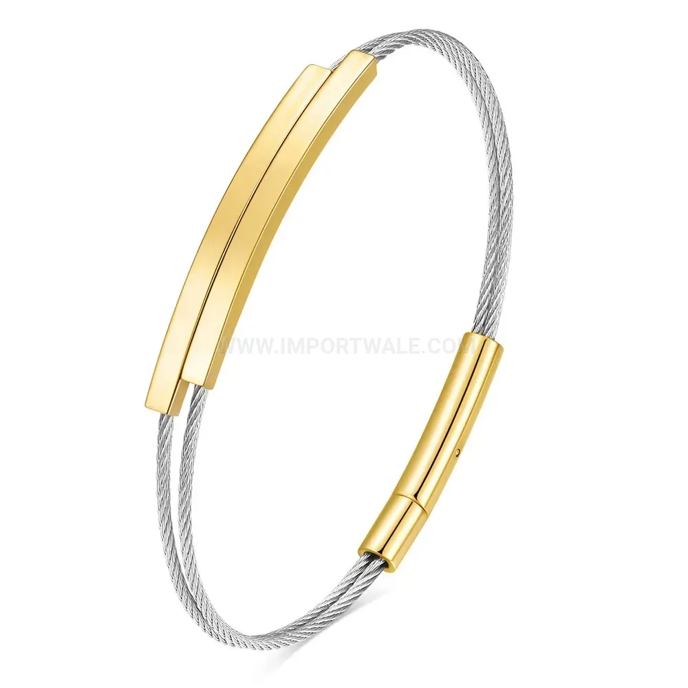 Trendy Double Layer Stainless Steel Cable Wire Toggle Bangle