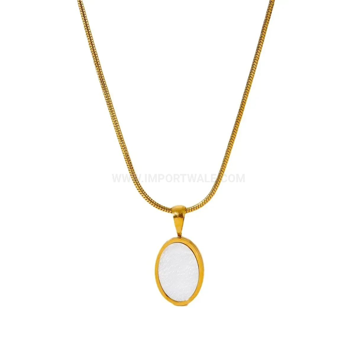 Designer Stainless Steel Oval Shell Pendant Clavicle Chain Necklace