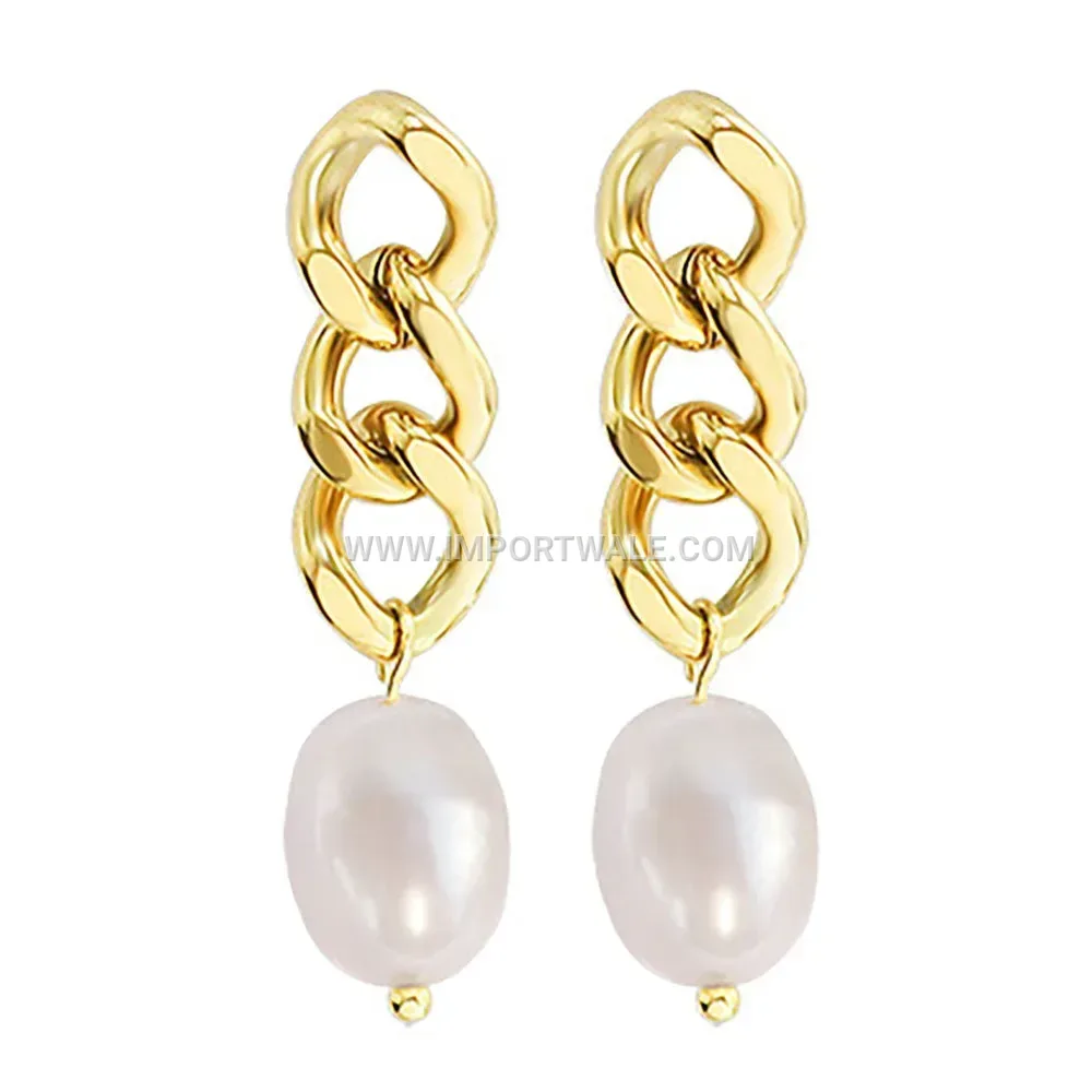 Irregular Chain Drop Faux Pearl Earrings