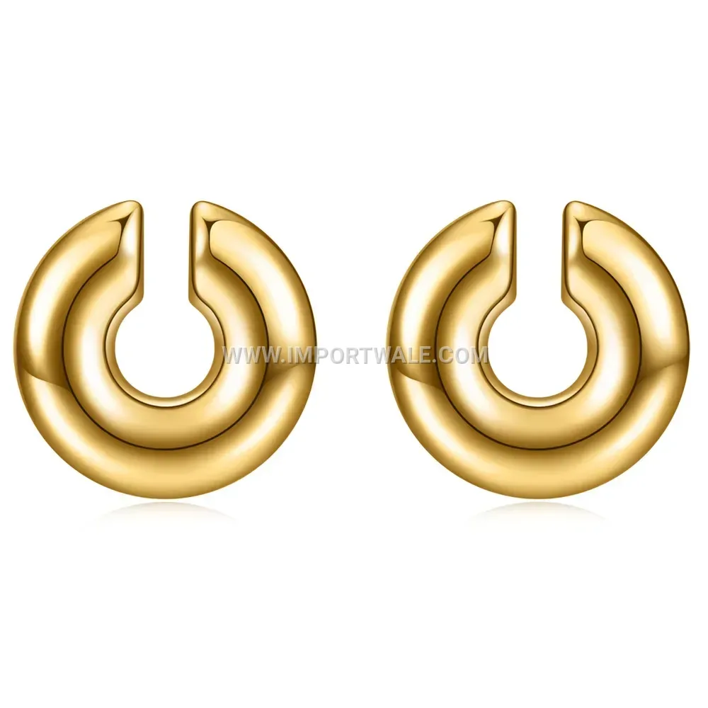 Chunky Stainless Steel Hollow Hoop Earrings With Heart Detail