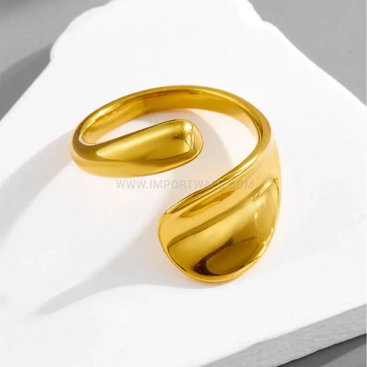 Irregular Smooth Plated Titanium Steel Open Ring