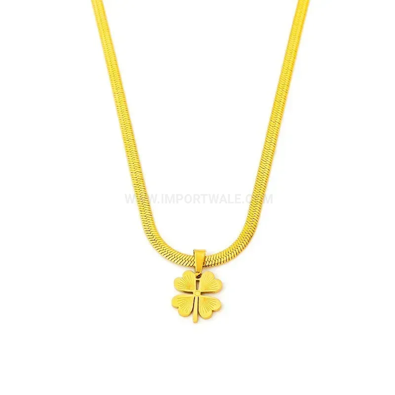 Designer Minimalist Titanium Steel Four-Leaf Clover Pendant Necklace