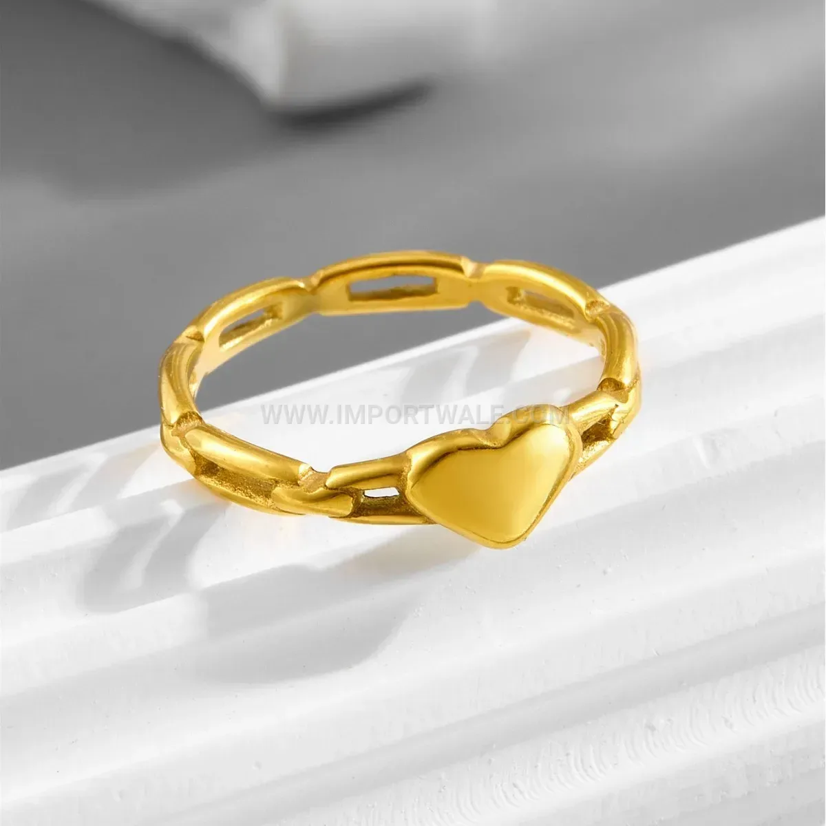 Hollow Heart Titanium Steel Cutout Ring for Women
