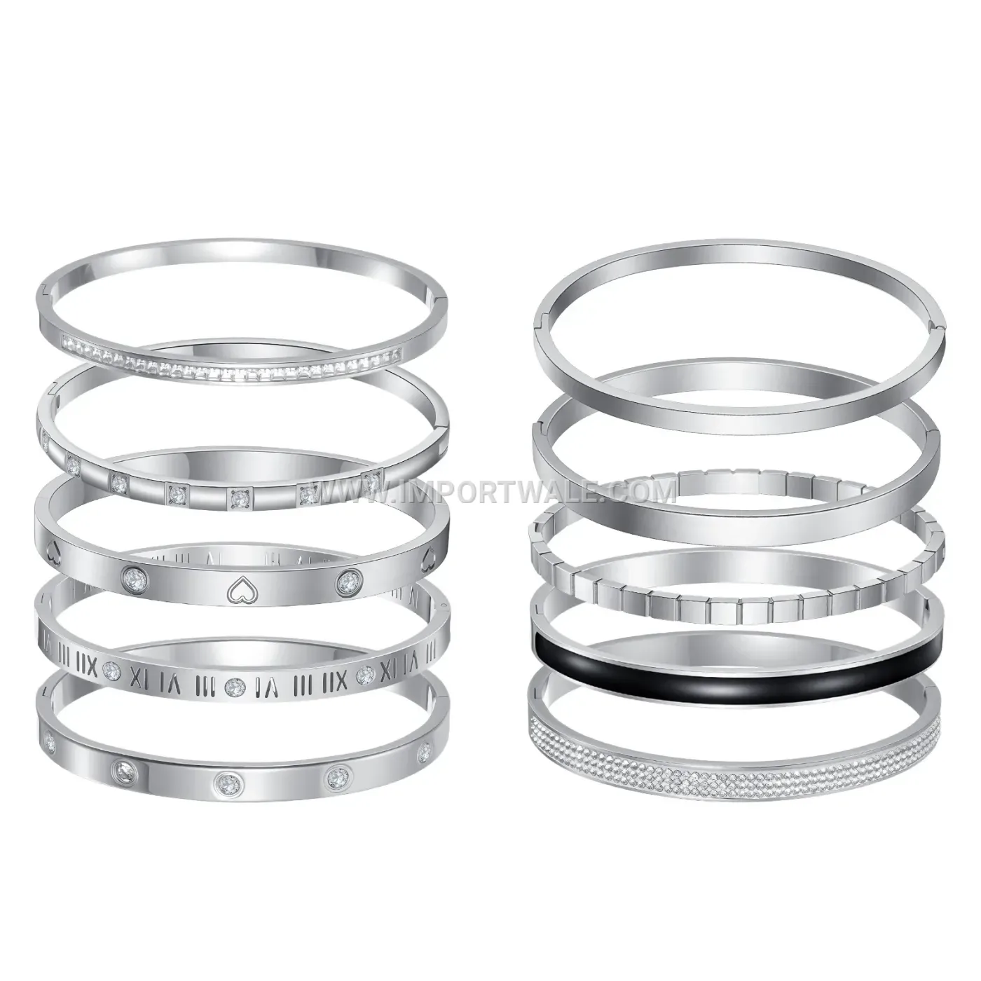 Polished Stainless Steel Clasp Bangle Bracelet