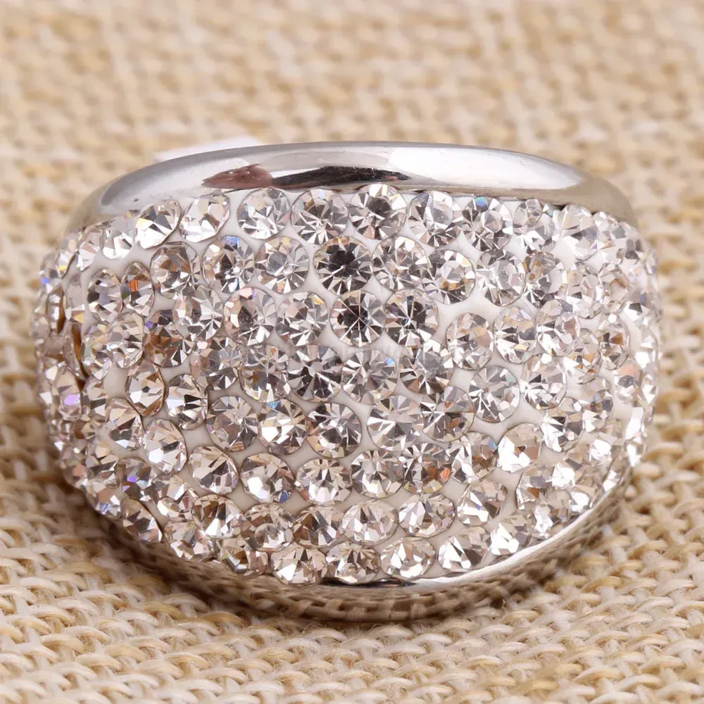 Vintage Stainless Steel Rhinestone Accent Ring