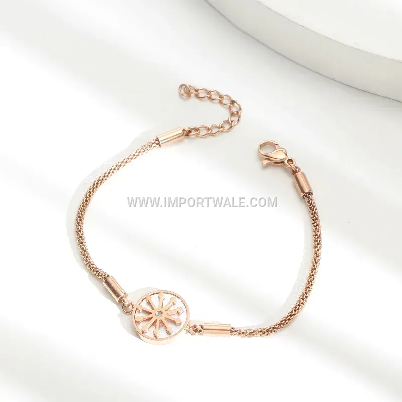 Rose Gold Titanium Steel Star Celestial Compass Bracelet