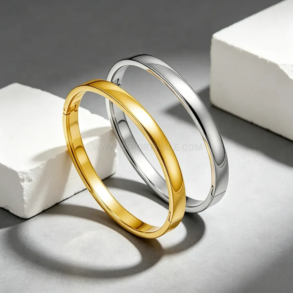 Bold Minimalist Curved Stainless Steel Bangle Bracelet