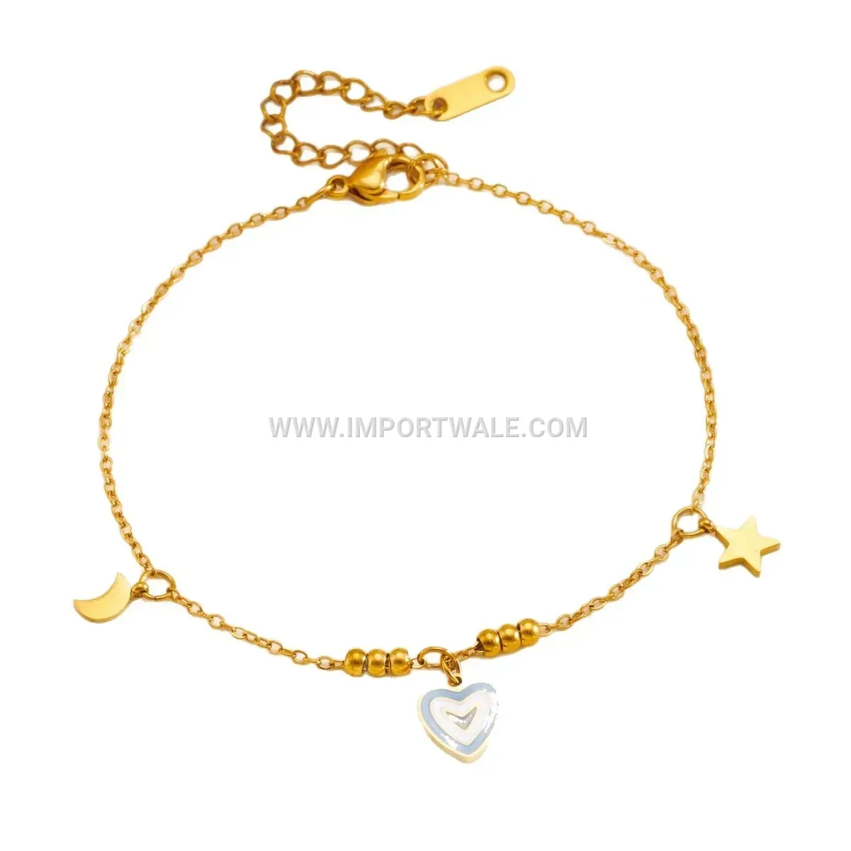 Delicate Stainless Steel Heart Charm Anklet for Women
