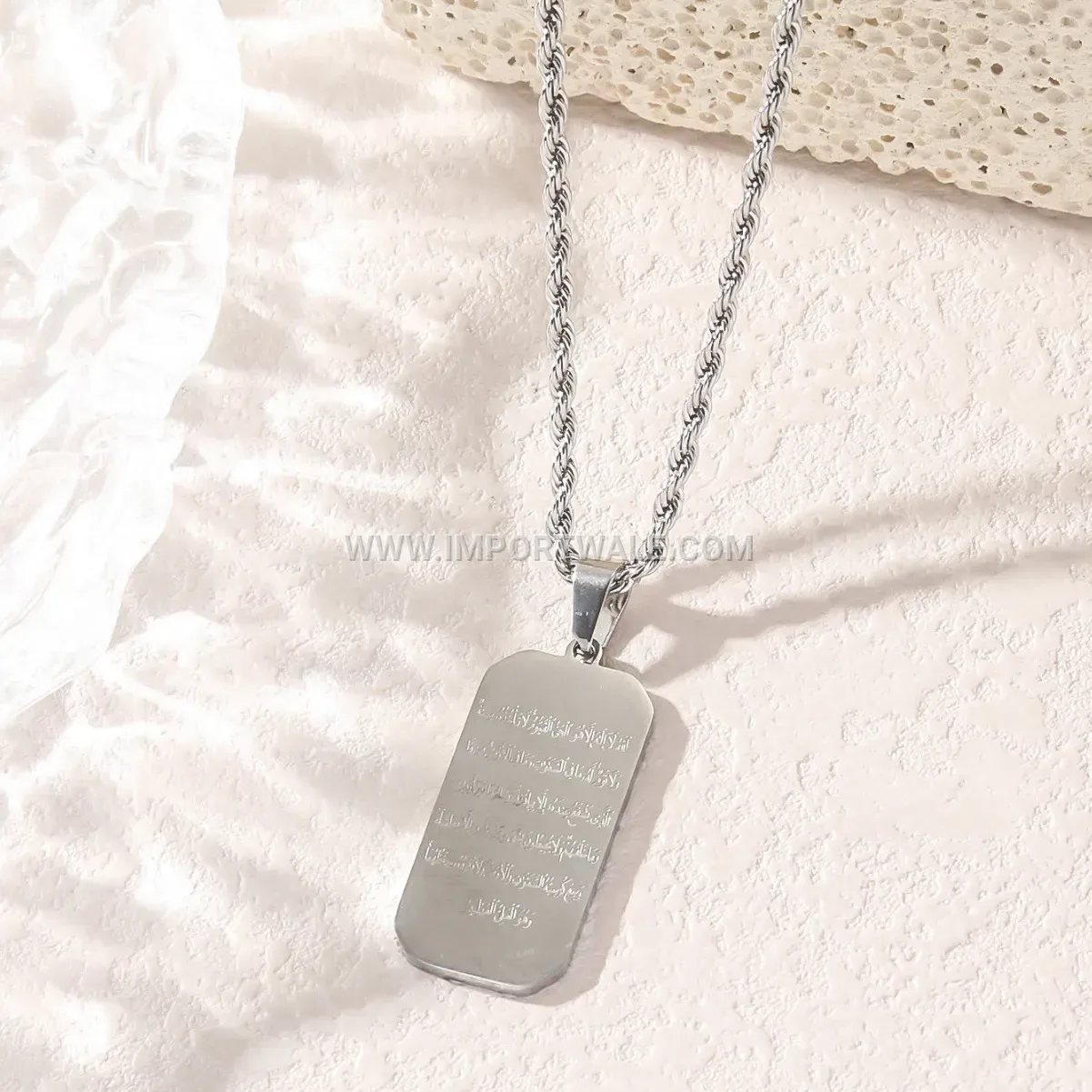 Stainless Steel Arabic Calligraphy Religious Verse Pendant Necklace