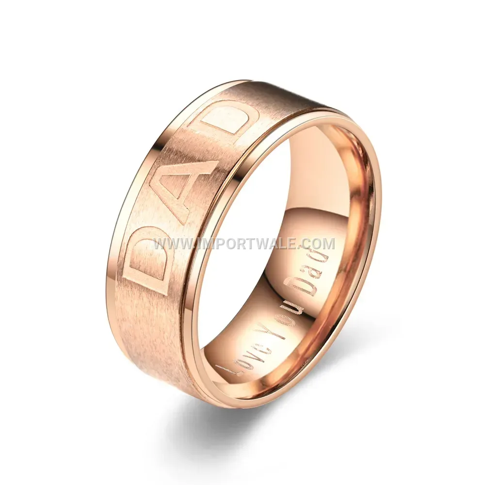 Stainless Steel Engraved Alphabet Letter Band Ring