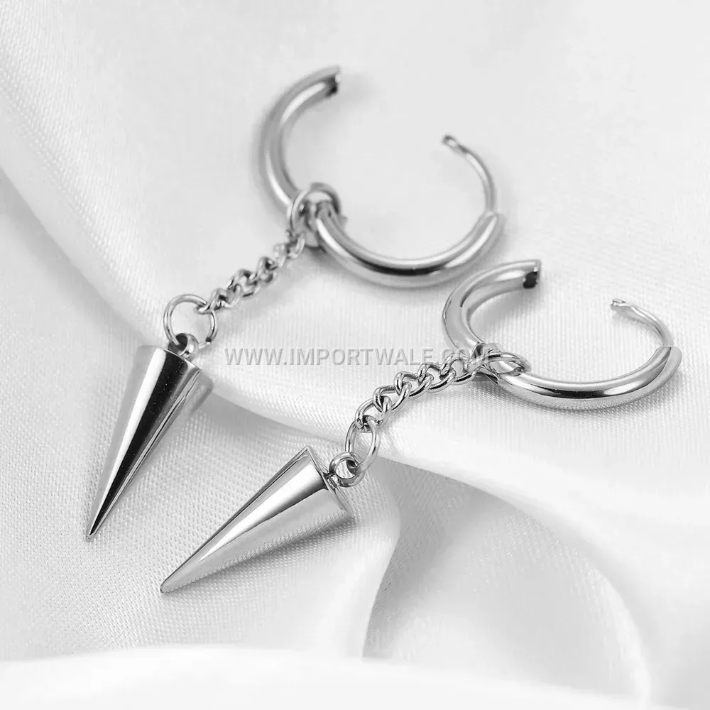 Modern Geometric Stainless Steel Cone Pendant Earrings